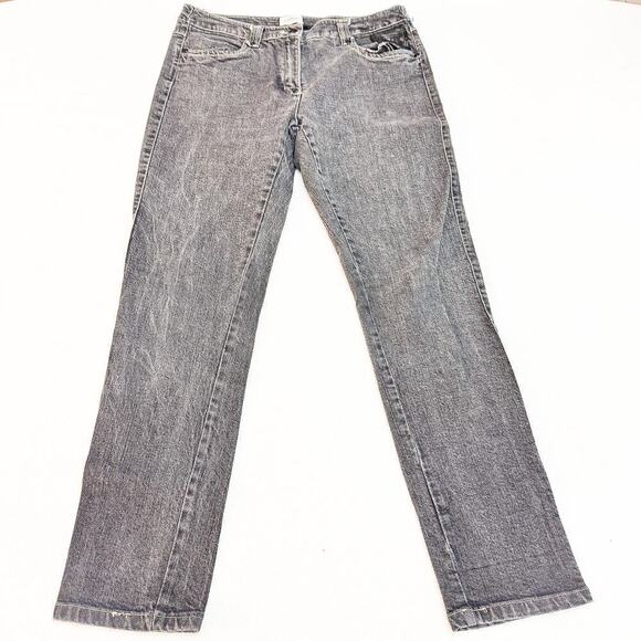 Oltre Italy Slim Skinny Black Charcoal Denim Jeans Size 12 - Picture 2 of 10
